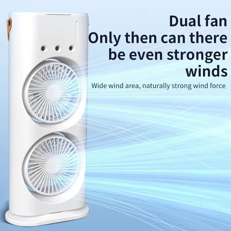 Summer Cool Double-Blade Spray Fan USB Desktop Air Conditioning Fan Office Portable Water-Cooled Mute Spray Fan Peaceful Pleasures Health and Wellness