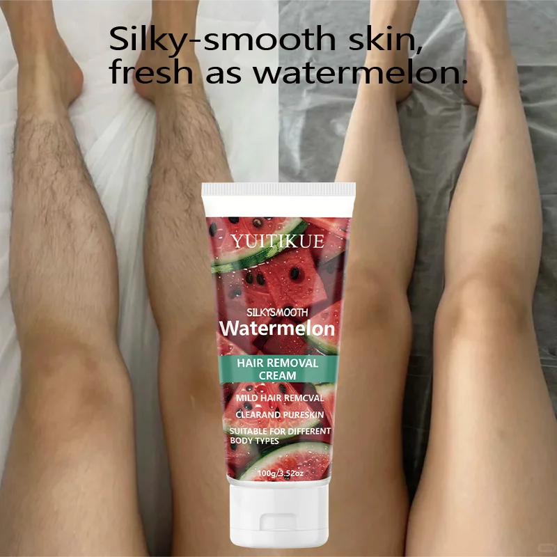 Yuitikue 100g Watermelon Hair Removal Cream, Silky Smooth Mild Hair Remover for Clear Pure Skin, Suitable for All Body Types Peaceful Pleasures Health and Wellness
