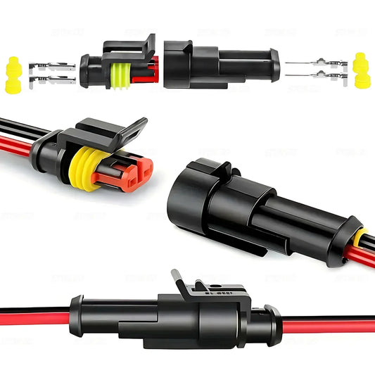 Waterproof 2 Pin Wire Connectors - Automotive Connector Kit for Car, Truck, Motorcycle, Marine Boat, Quick Connect Replacement Peaceful Pleasures Health and Wellness