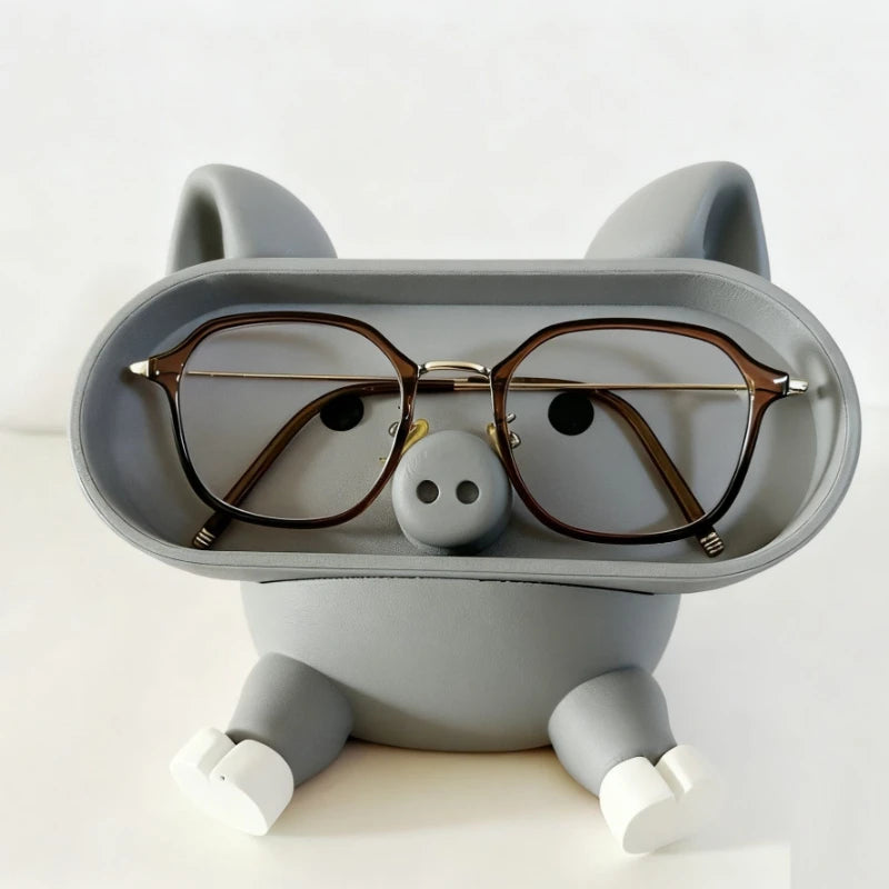 Cute and interesting pig glasses storage box office desktop storage box entrance key storage miscellaneous storage phone holder Peaceful Pleasures Health and Wellness