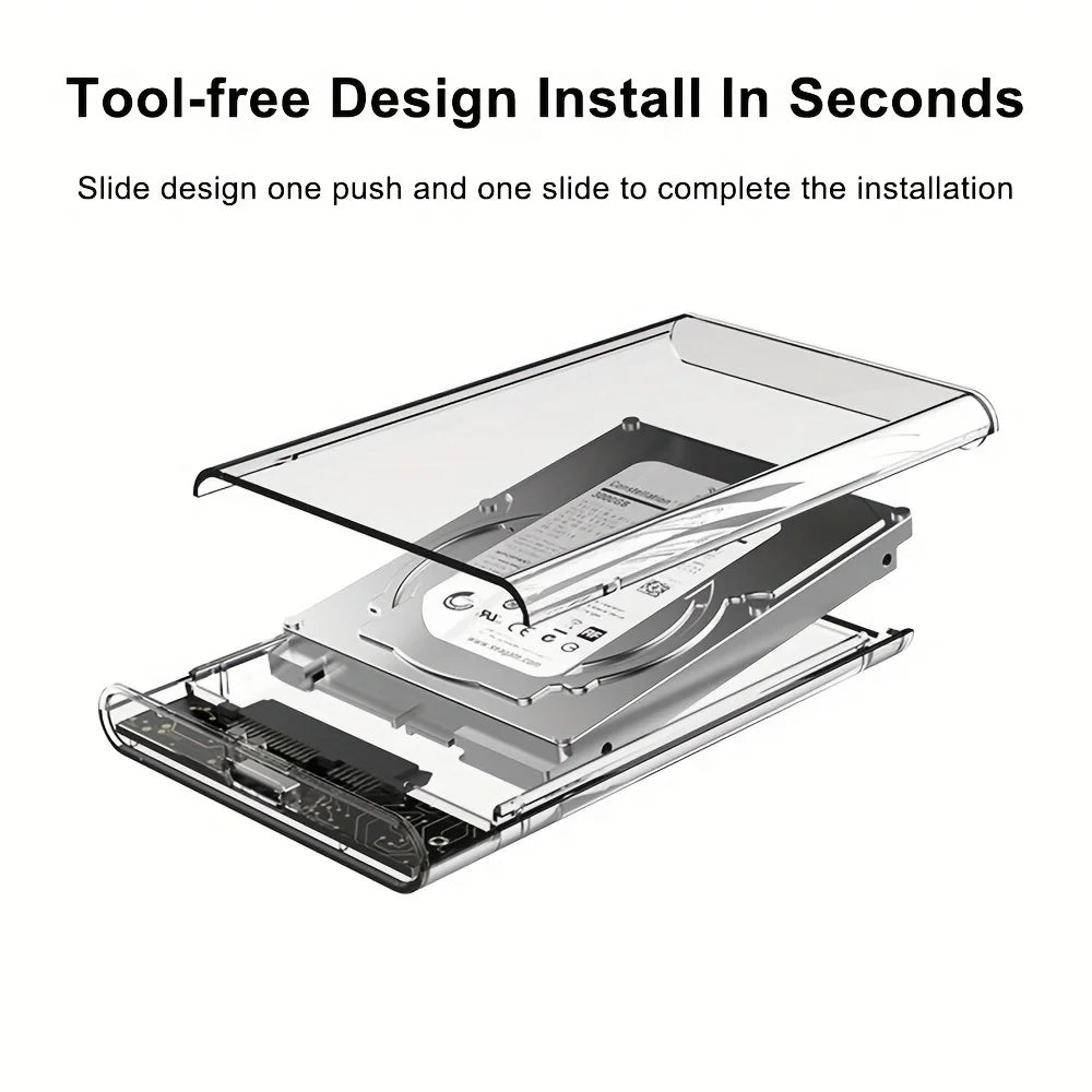 2.5 Inch HDD SSD Case SATA to USB 3.1 Type C 4TB Transparent External Hard Drive Housing Compatible UASP SATA III Laptop Peaceful Pleasures Health and Wellness