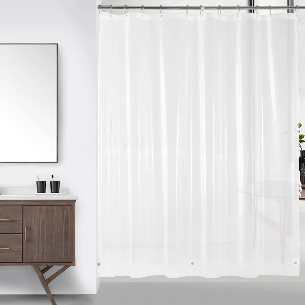 Clear Shower Curtain Waterproof White Plastic Bath Curtains Liner Transparent / Pink Bathroom Mildew PEVA Home Luxury with Hooks Peaceful Pleasures Health and Wellness Frosted