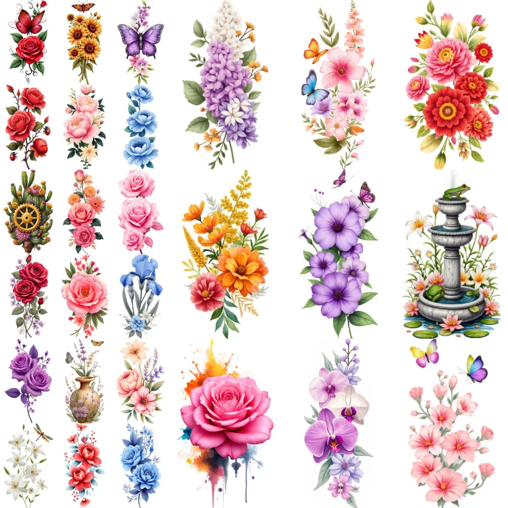 9-Piece Butterfly & Floral Temporary Tattoo Stickers | Waterproof