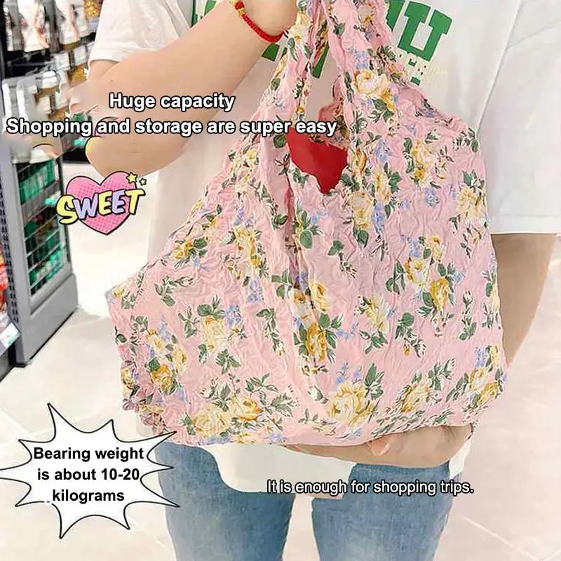 Foldable Pleated Stretch Shopping Bag | Large Capacity Tote