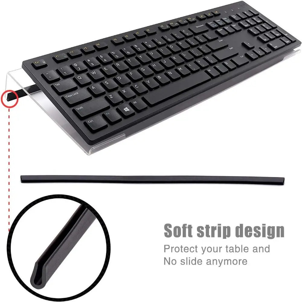 Clear Acrylic Keyboard Stand Tilted Mutli-Purpose Computer Keyboard Holder Silicone Anti-Slip Case Durable Keyboard Tray Peaceful Pleasures Health and Wellness
