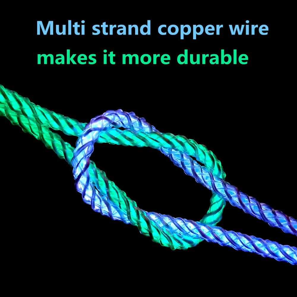 RGB 66W 6A Fast Charging USB-C Cable – Glowing Streamer Cord