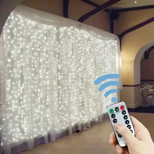 USB Curtain Fairy Lights 6x3M LED Garland Remote Christmas