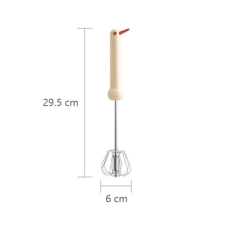 Semi-Automatic Egg Beater | Stainless Steel Manual Whisk Manual Egg Beater Peaceful Pleasures Health and Wellness Beige