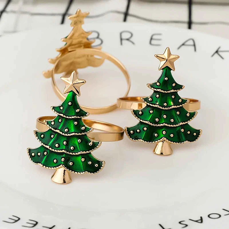 Christmas Napkin Rings Set of 6 | Xmas Holiday Table Decor