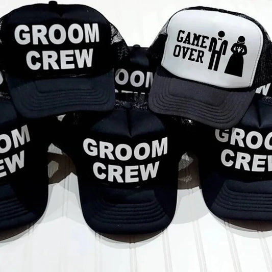Groom Crew "Game Over" Hat | Bachelor Party Gamer Gift Bachelor Party Hat Peaceful Pleasures Health and Wellness