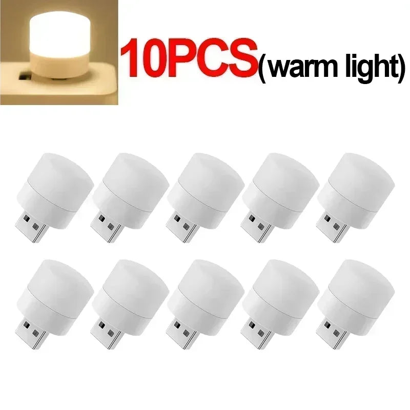 LED Table Lamp Lights Room Plug Usb Light Night Mini Book Reading Decorating Items Warm White Eye Protections Wholesale Bedroom Peaceful Pleasures Health and Wellness 10PCS-Warm