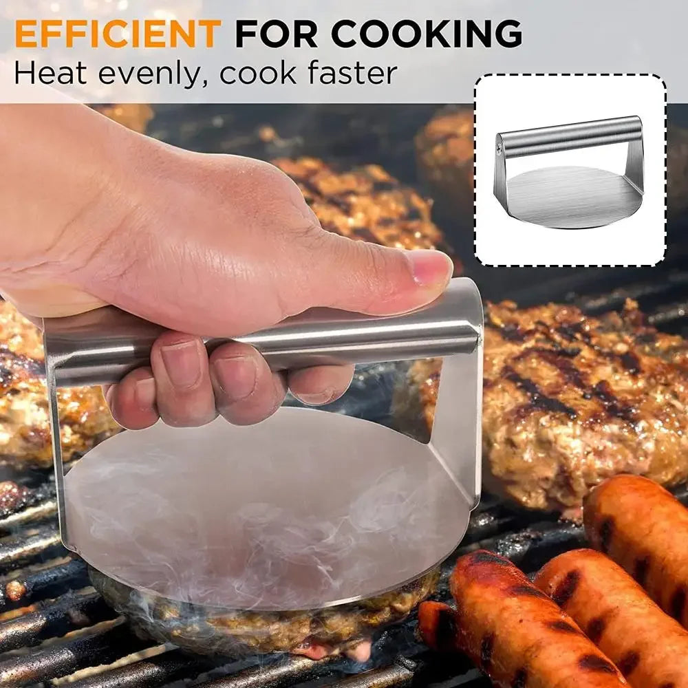 Hamburger Press Maker Stainless Steel Non-Stick Circular Square Burger Kitchen Tool Meat Press Peaceful Pleasures Health and Wellness