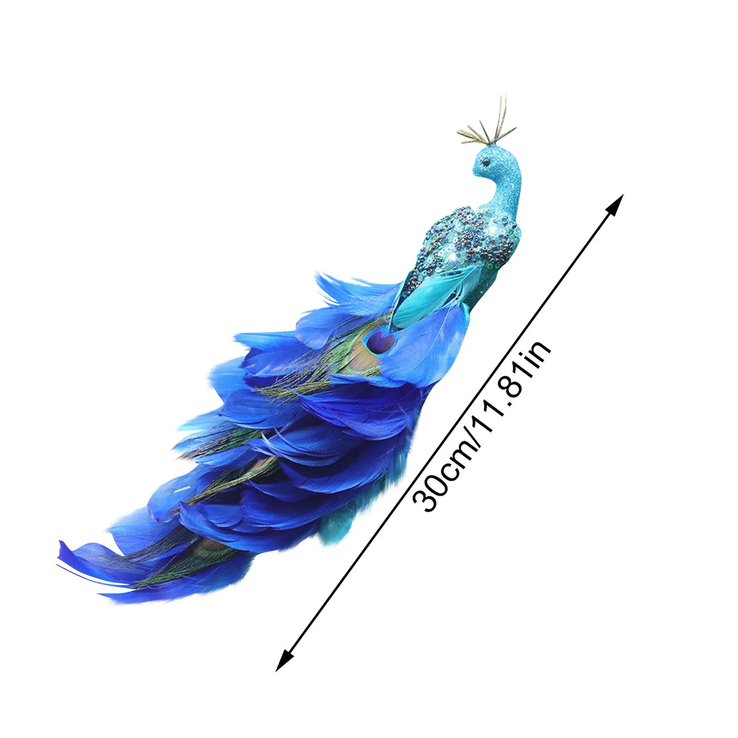 Christmas Decorations Faux Glitter Blue Peacock Ornaments With Tail Feather For Christmas Tree Decorations Garden Decor Yard Peaceful Pleasures Health and Wellness