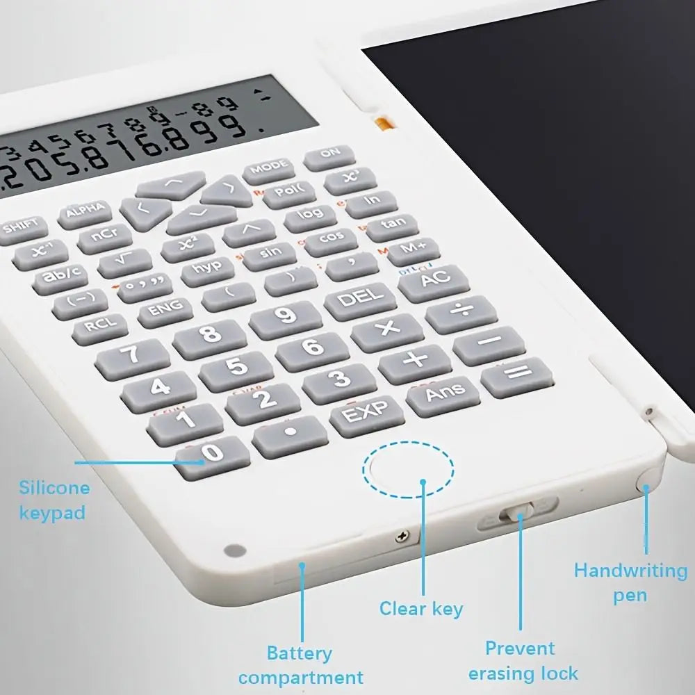 3 in 1 Scientific Calculator Foldable 6-inch Office LCD Drawing Pad Large Screen Display Multifunctional Digital Writing Tablet Peaceful Pleasures Health and Wellness