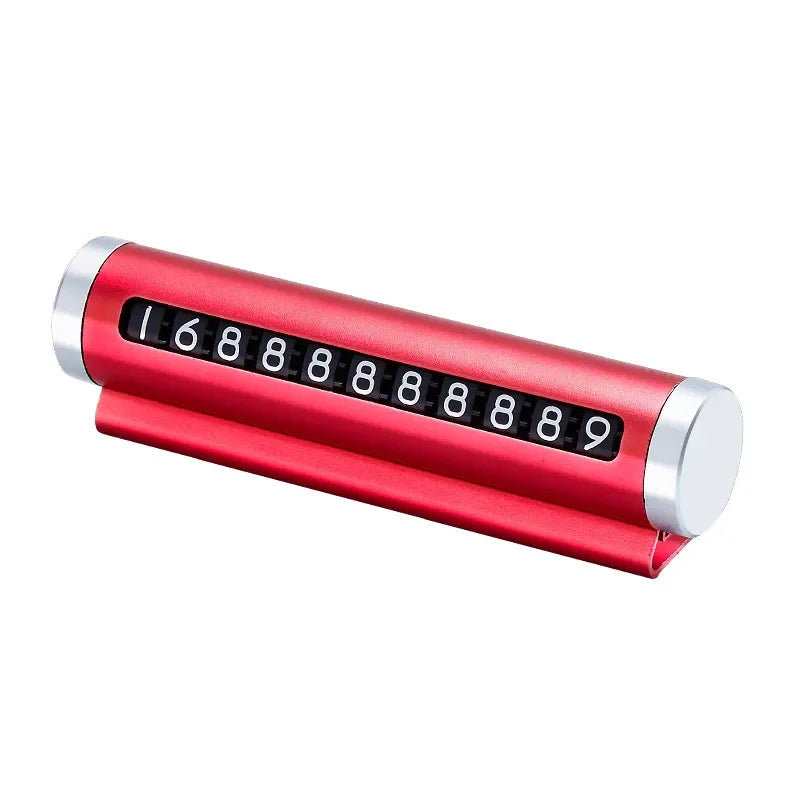 Metal Car Temporary Parking Card Universal Rotate Phone Number Plate Aluminum Stickers Park Stop in Car-styling Auto Accessories Peaceful Pleasures Health and Wellness Red 1PC