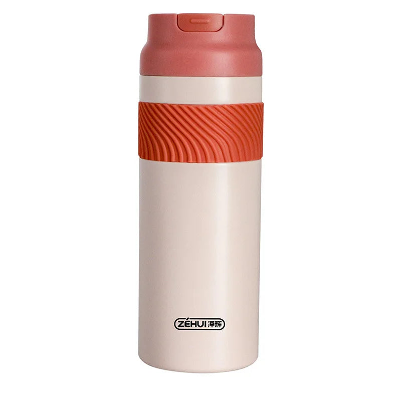 316 Stainless Steel Insulated Water Bottle | Flip Straw & Handle Insulated Water Bottle Peaceful Pleasures Health and Wellness Orange 425ml