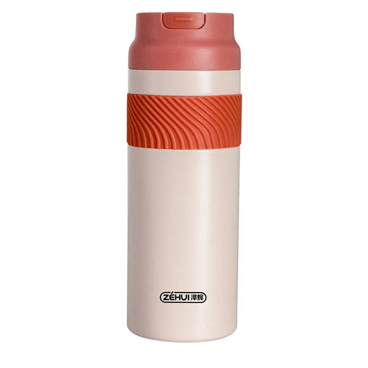 316 Stainless Steel Insulated Water Bottle | Flip Straw & Handle Insulated Water Bottle Peaceful Pleasures Health and Wellness Orange 425ml