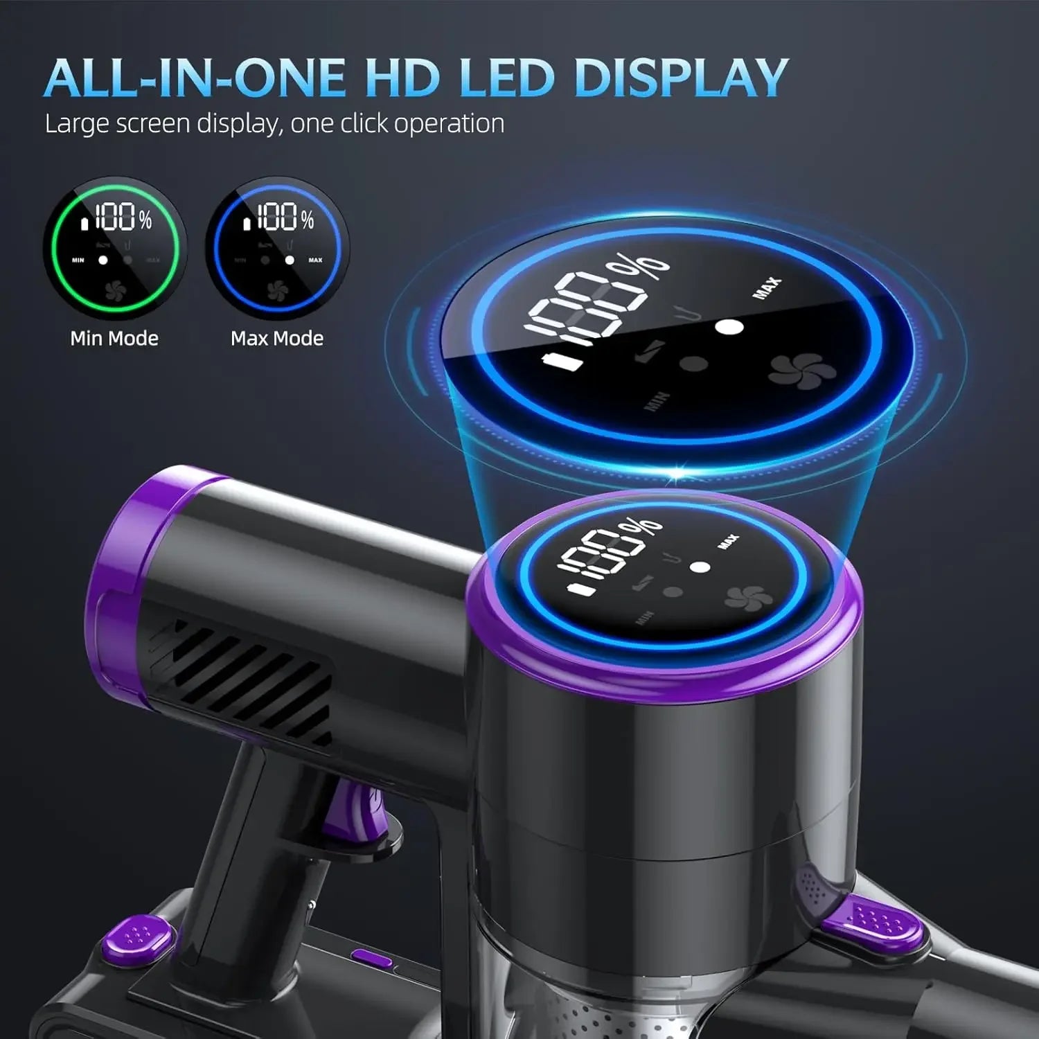Lightweight Cordless Stick Vacuum Cleaner with LED Display, 40Min Battery, 6-in-1 for Home Floors & Carpets Peaceful Pleasures Health and Wellness