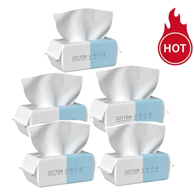 Disposable Cotton Face Towels 50ct – Soft Dry Wipes for Skincare