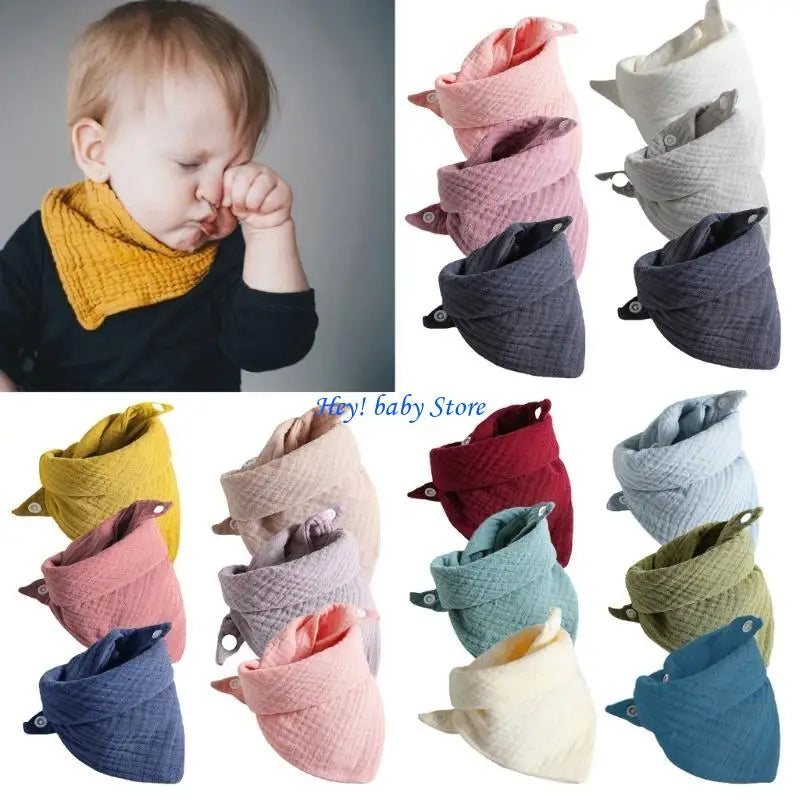 3-Pack Baby Bandana Drool Bibs | Soft Cotton Triangle Scarves