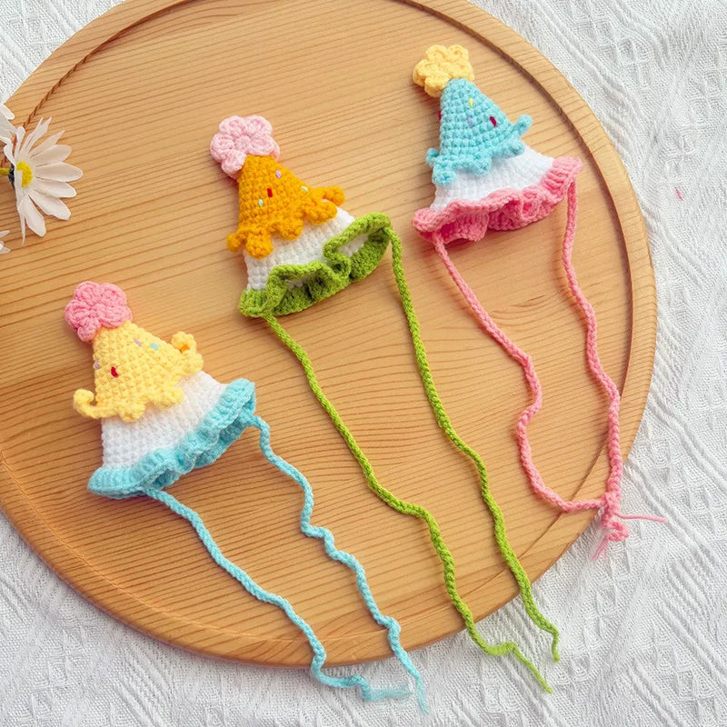 1pc Dog Birthday Hat Handmade Weaving Pet New Year Dress Up Cat Funny Character Hat Cute Peaceful Pleasures Health and Wellness