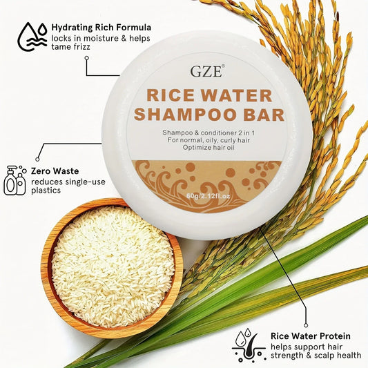 GZE Rice Water Shampoo Bar & Solid Conditioner | Dry Hair Shampoo Bar & Conditioner Oasis Select