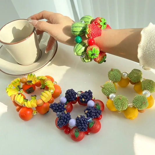 Cherry Fruit Beaded Bracelet | Boho Dopamine Resin Jewelry Beaded Bracelet Peaceful Pleasures Health and Wellness