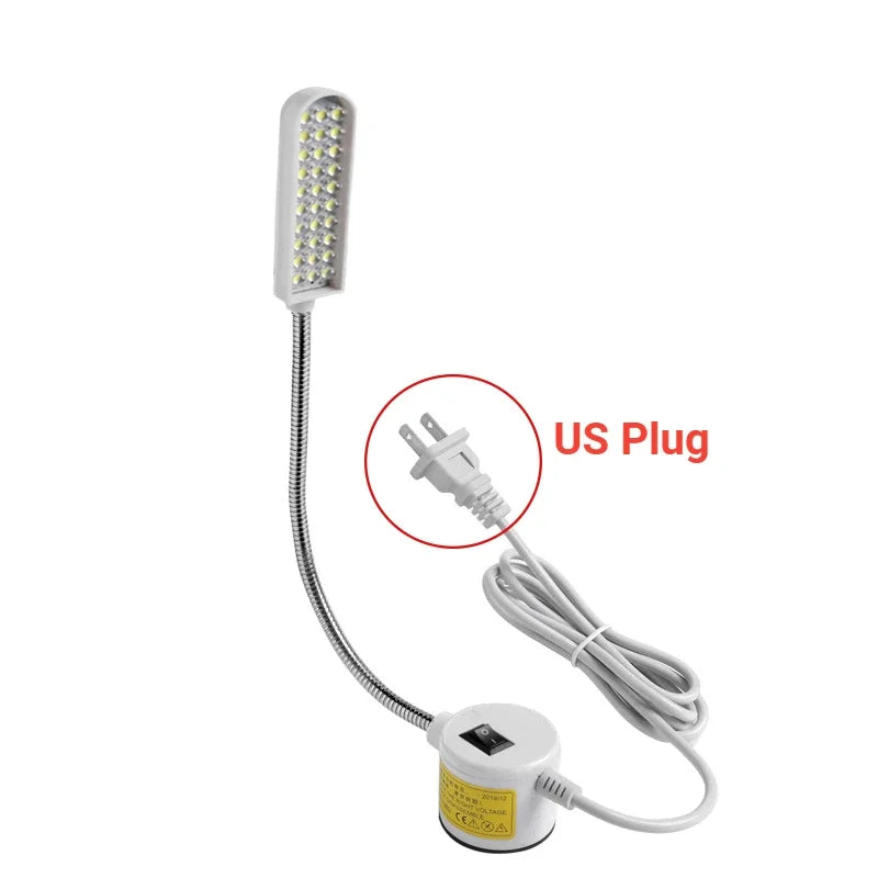 LED Gooseneck Sewing Machine Lamp – Magnetic Base, 10/20/30 LED