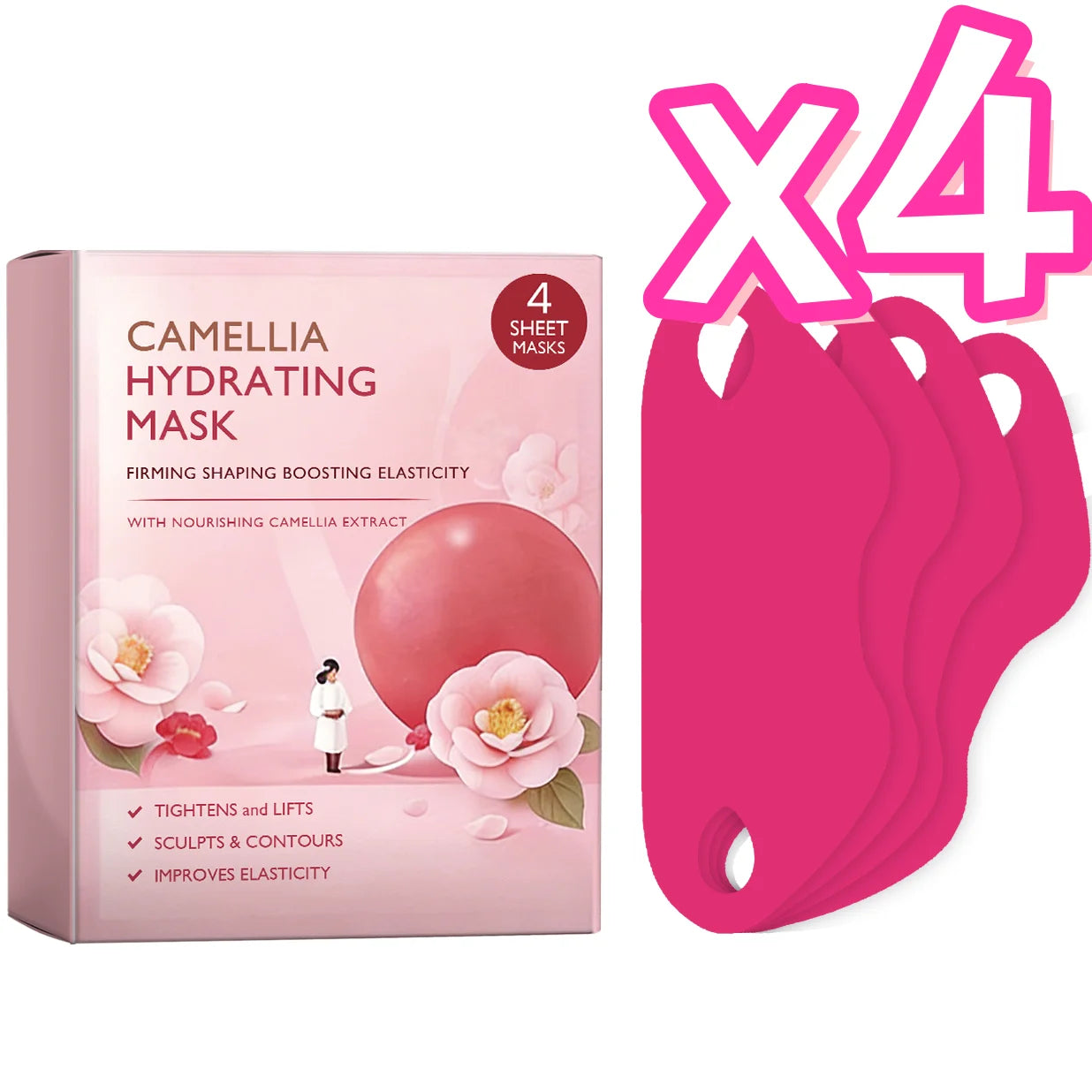 Facial Mask Double Chin Lifting Patches for Women Peaceful Pleasures Health and Wellness 4pcs in boxed x 4pcs