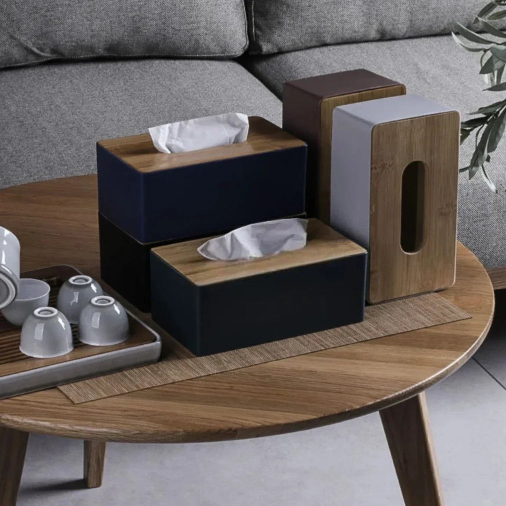 Bamboo Solid Wood Tissue Box Cover | Decorative Napkin Holder