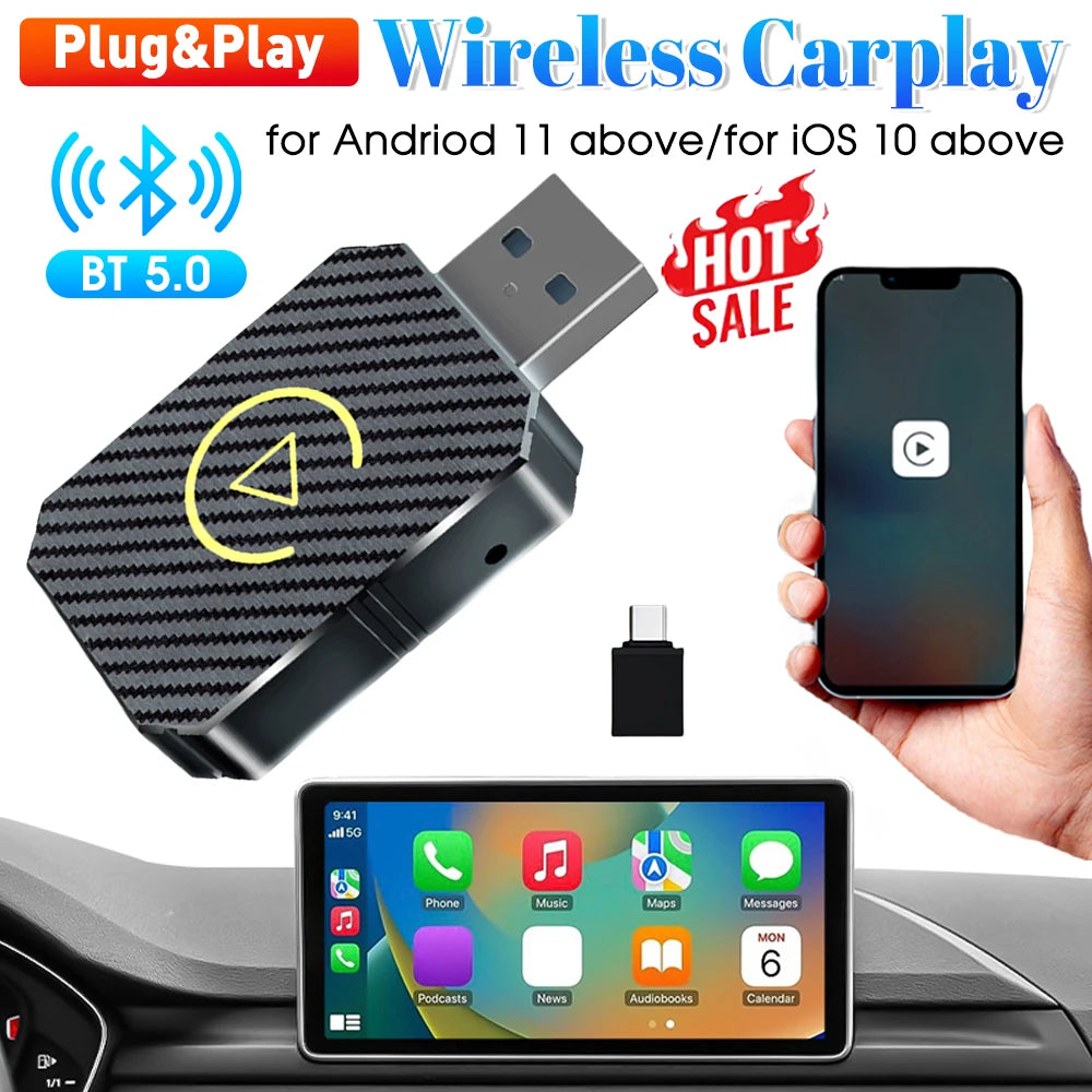 Wireless Carplay Android Auto Adapter Plug&Play USB Car Dongle 2 in 1 Mini Box for OEM Wired CarPlay/Andriod Auto Cars Peaceful Pleasures Health and Wellness