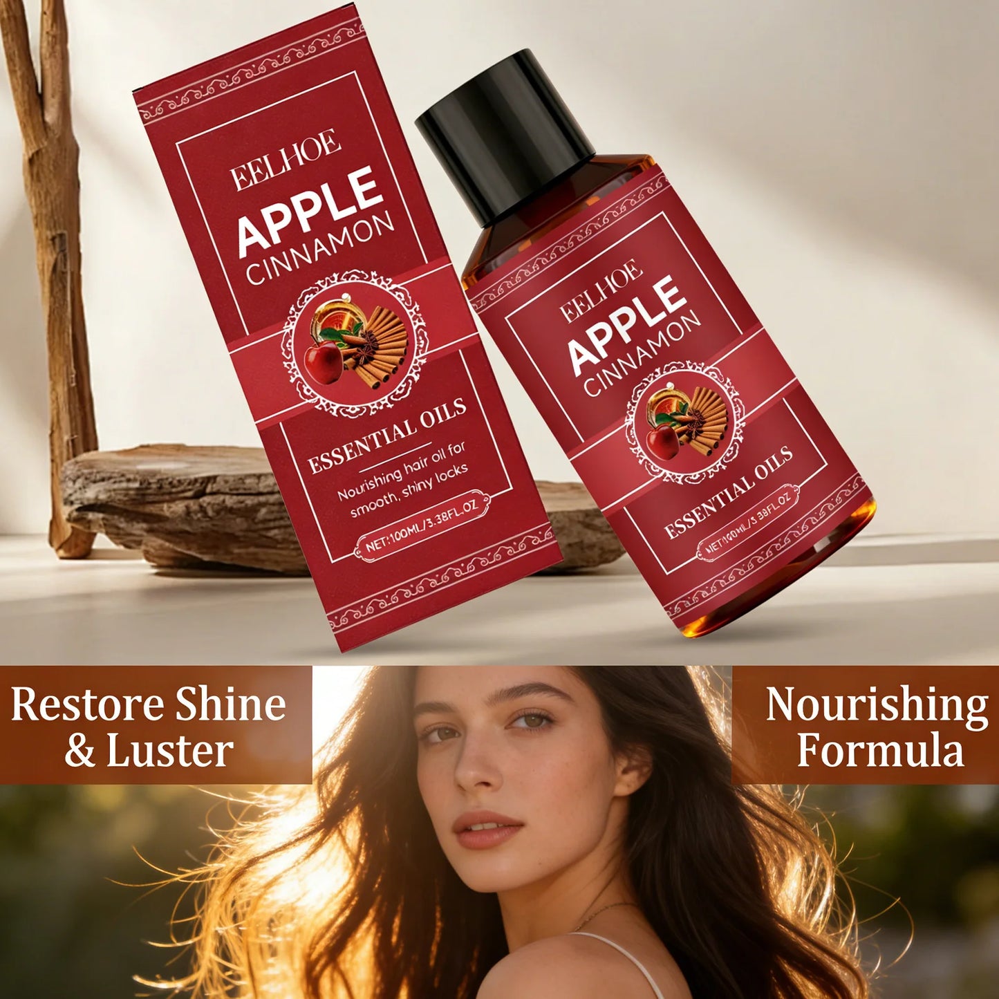 Apple Cinnamon Essential Oils Deeply Nourishing Improving Dry Hair Quality Strengthens Ends Reducing Split Moisturizing Hair Oil Peaceful Pleasures Health and Wellness