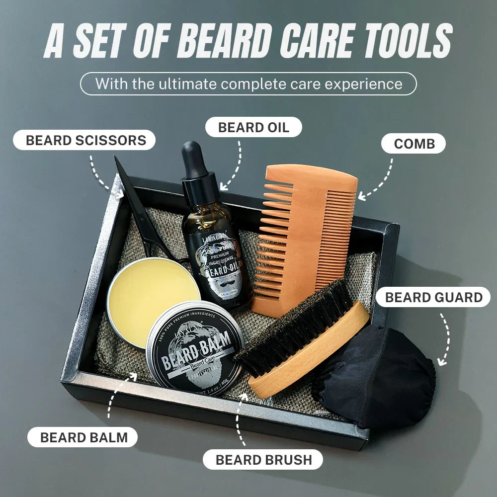 LIYALAN Men's Beard Grooming Kit – 7-Piece Complete Set Peaceful Pleasures Health and Wellness