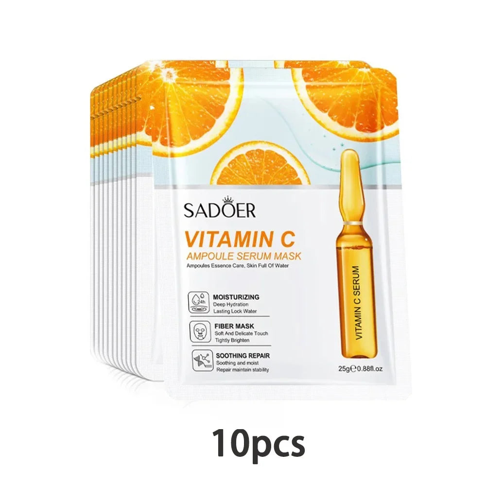 24K Gold Vitamin C Face Mask Set – Moisturizing & Firming Peaceful Pleasures Health and Wellness Type C 10pcs