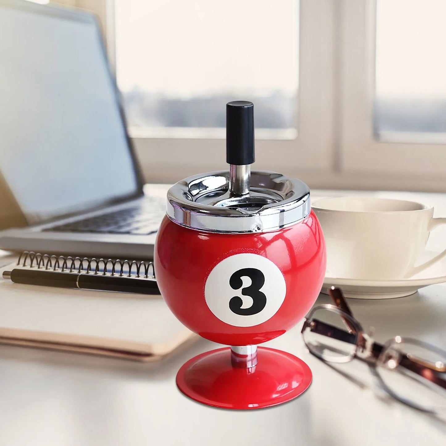 Billiard Ashtray with Lid – Windproof Metal Cigar Ashtray