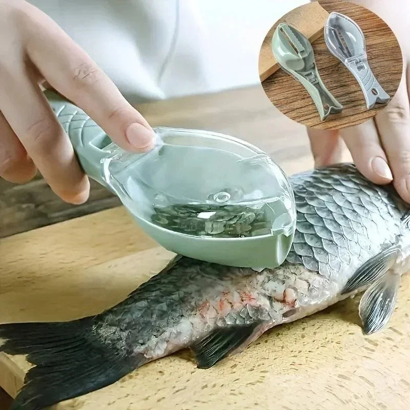 Fish Scales Graters Scraper Fish Cleaning Tool Scraping Scales Device with Cover Home Kitchen Cooking Fish Tool Kitchen Tools Peaceful Pleasures Health and Wellness