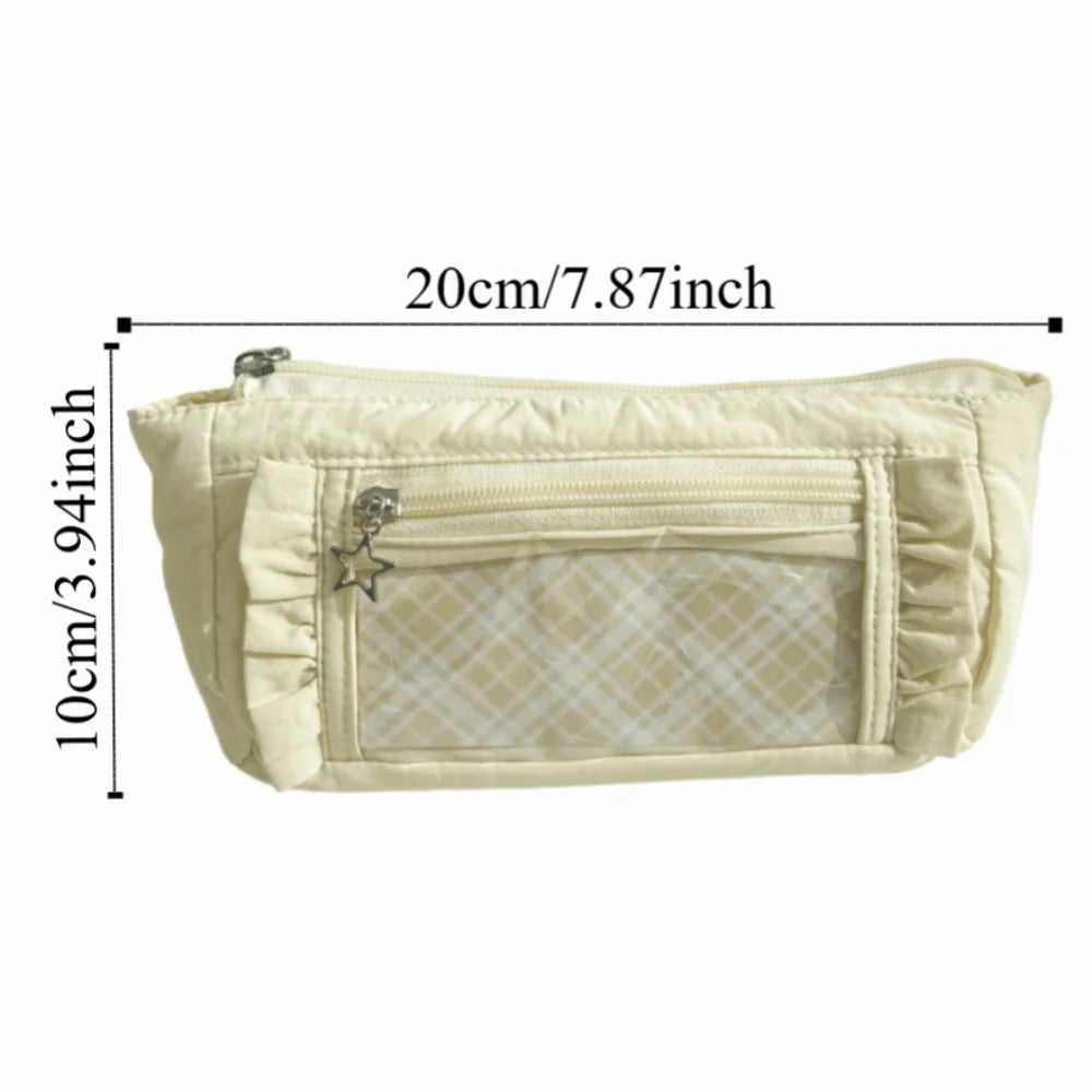 Trendy Large Capacity Pencil Case Cute Sweet Makeup Bag Simple DIY Ita Bag Zipper Stationery Pouch Kids Gift Peaceful Pleasures Health and Wellness