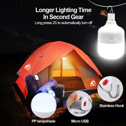 USB Rechargeable LED Camping Lantern | Portable Emergency Light Rechargeable Camping Lantern Peaceful Pleasures Health and Wellness 30W-white light