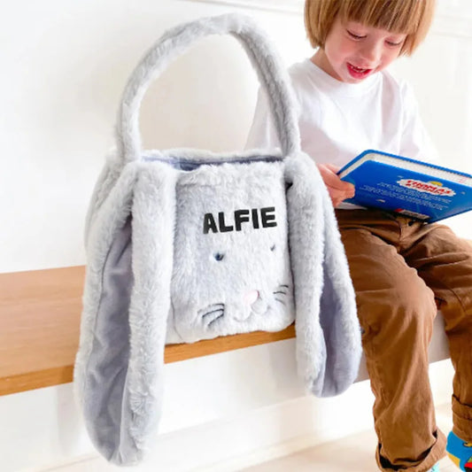 Personalized Easter Bunny Bag | Custom Name Egg Hunt Basket Easter Gift Basket Peaceful Pleasures Health and Wellness