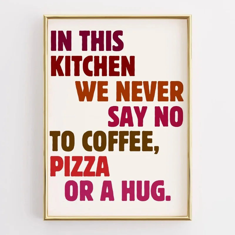 Funny Kitchen Coffee Quote Retro Canvas Wall Art Print