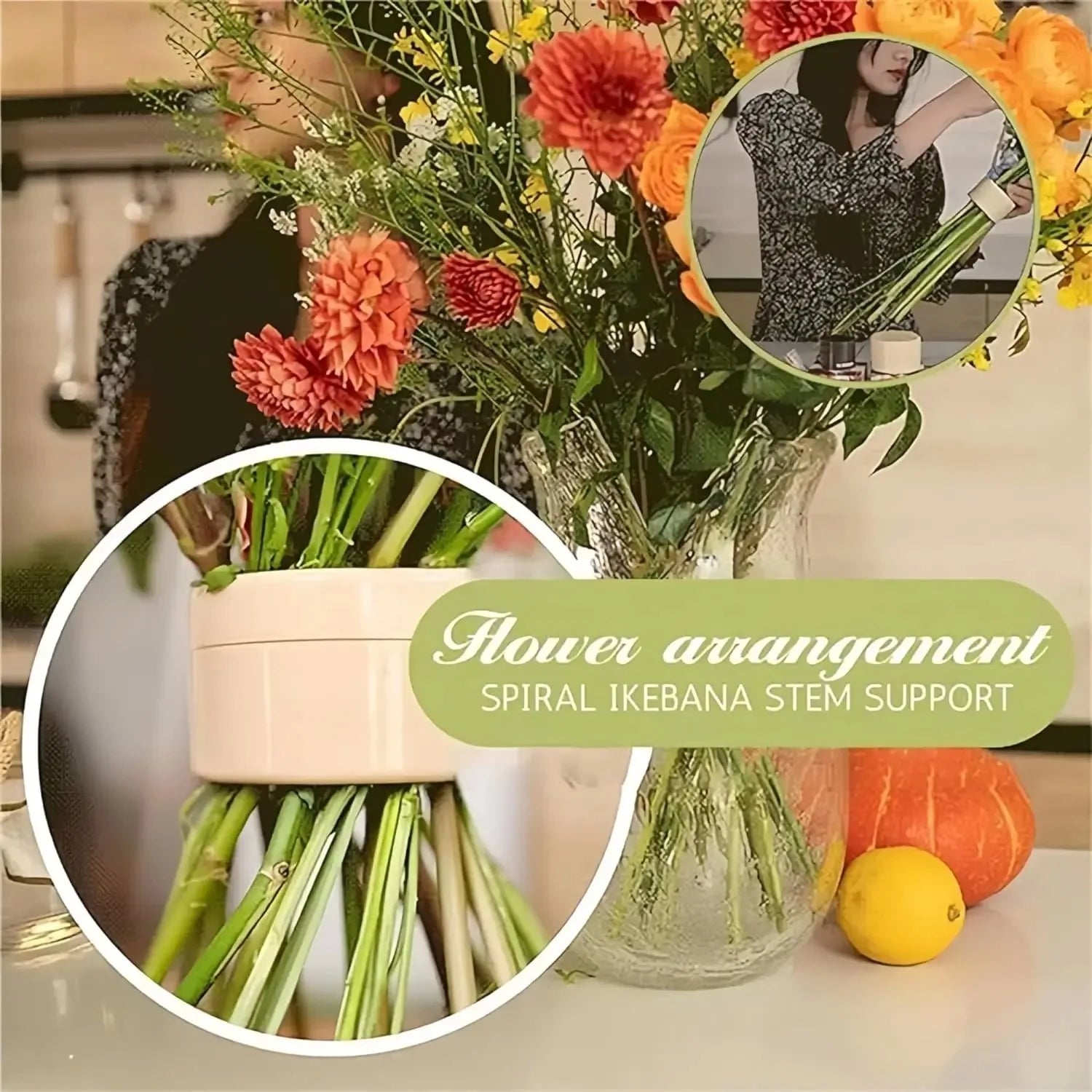 Spiral Ikebana Stem Holder for Flowers Spiral Stem Holder for Vases Bouquet Twister DIY Floral Art Accessory Shaper Flower Gifts Peaceful Pleasures Health and Wellness