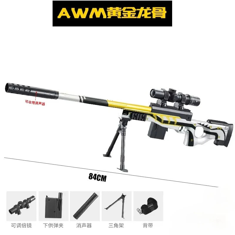 Manual Launchable Toy Gun Gel Ball Shooter Artificial Sniper Model for Boys Game Toy Peaceful Pleasures Health and Wellness AWM