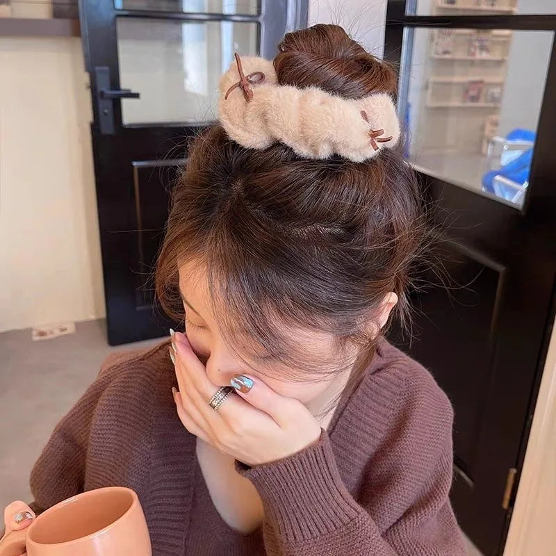New Soft Bow Hair Scrunchie for Women New Style High Ponytail Plush High Elastic Hair Tie Rubber Band Versatile Hair Accessories Peaceful Pleasures Health and Wellness