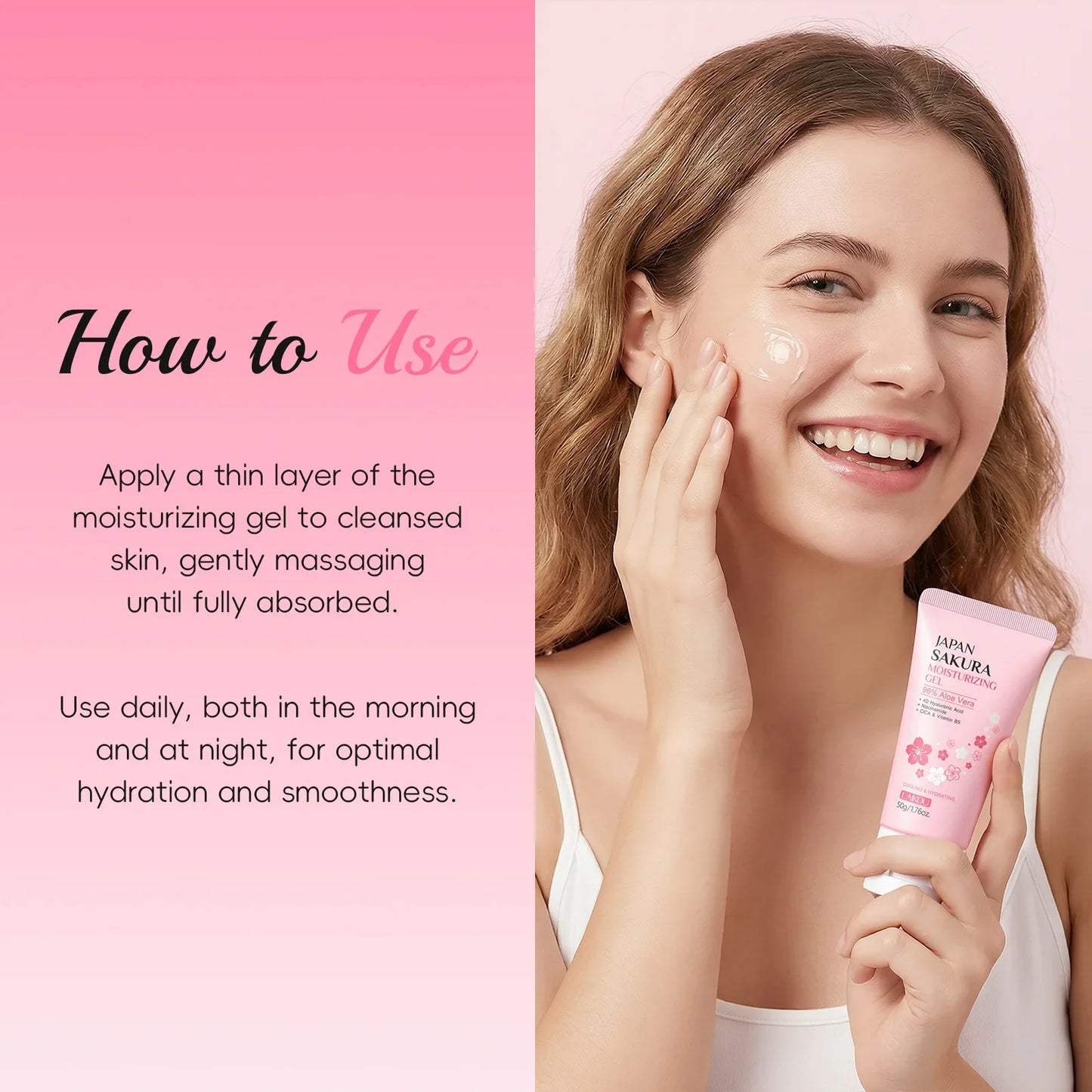 LAIKOU Sakura Gel Cream – Hyaluronic Acid, Niacinamide & CICA 50g