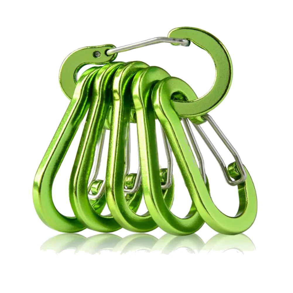 6/12Pcs Aluminum Alloy Carabiner Keychain Outdoor Camping Climbing Hiking Snap Clip Lock Buckle Hook Fishing Accessories Peaceful Pleasures Health and Wellness Green 6PCS