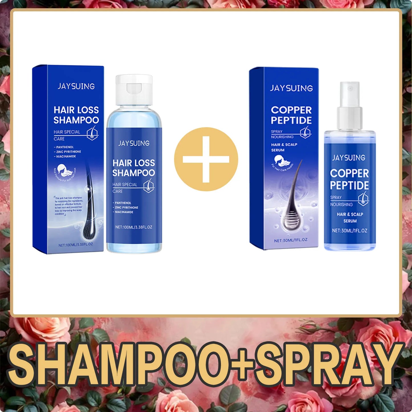 Copper Peptide Hair Growth Set – Shampoo, Serum, Spray & Oil