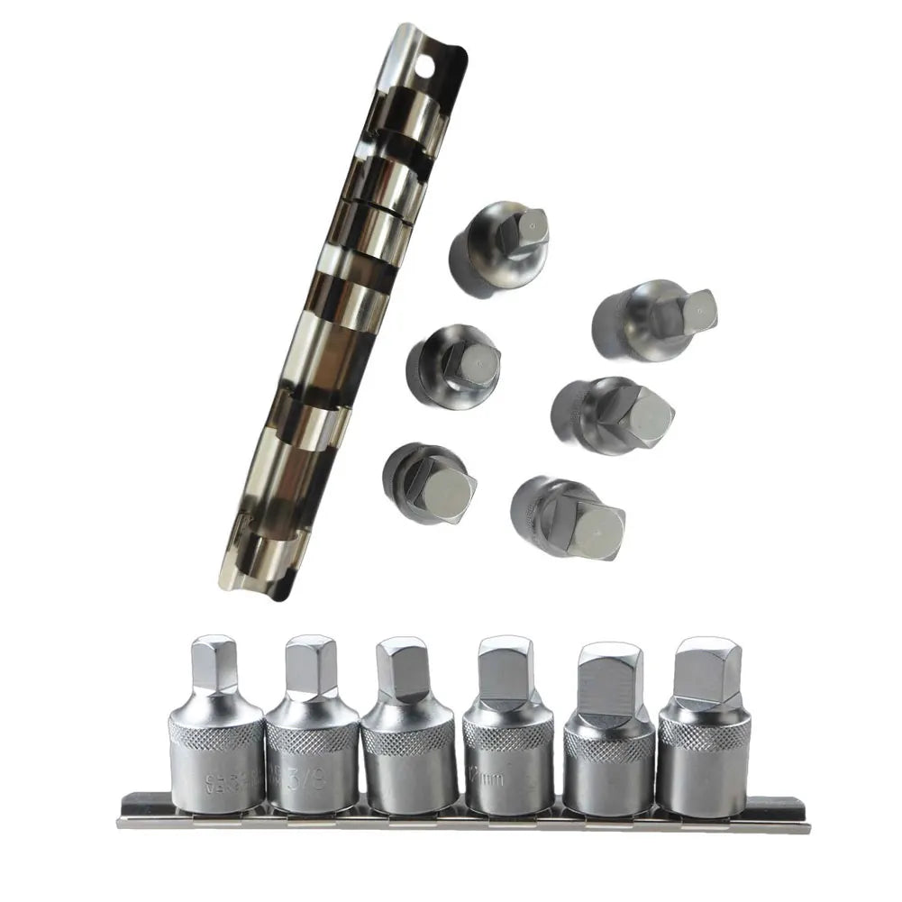 6-Pc Oil Drain Plug Socket Set | 1/2" Square Drive Auto Tool