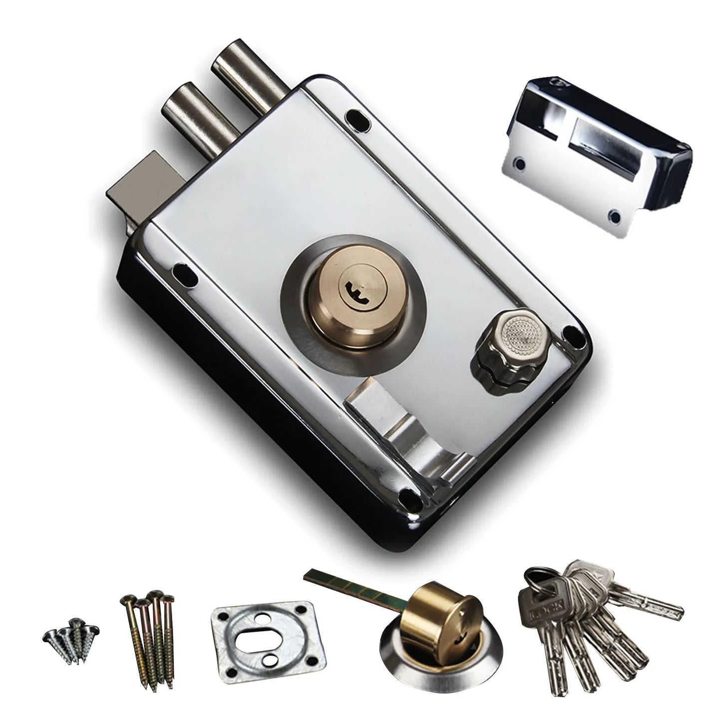 Exterior Gate Lock Stainless Steel Copper Lock Left Open with Security Prevent Theft Old Gate Lock Exterior Gate Lock Peaceful Pleasures Health and Wellness A