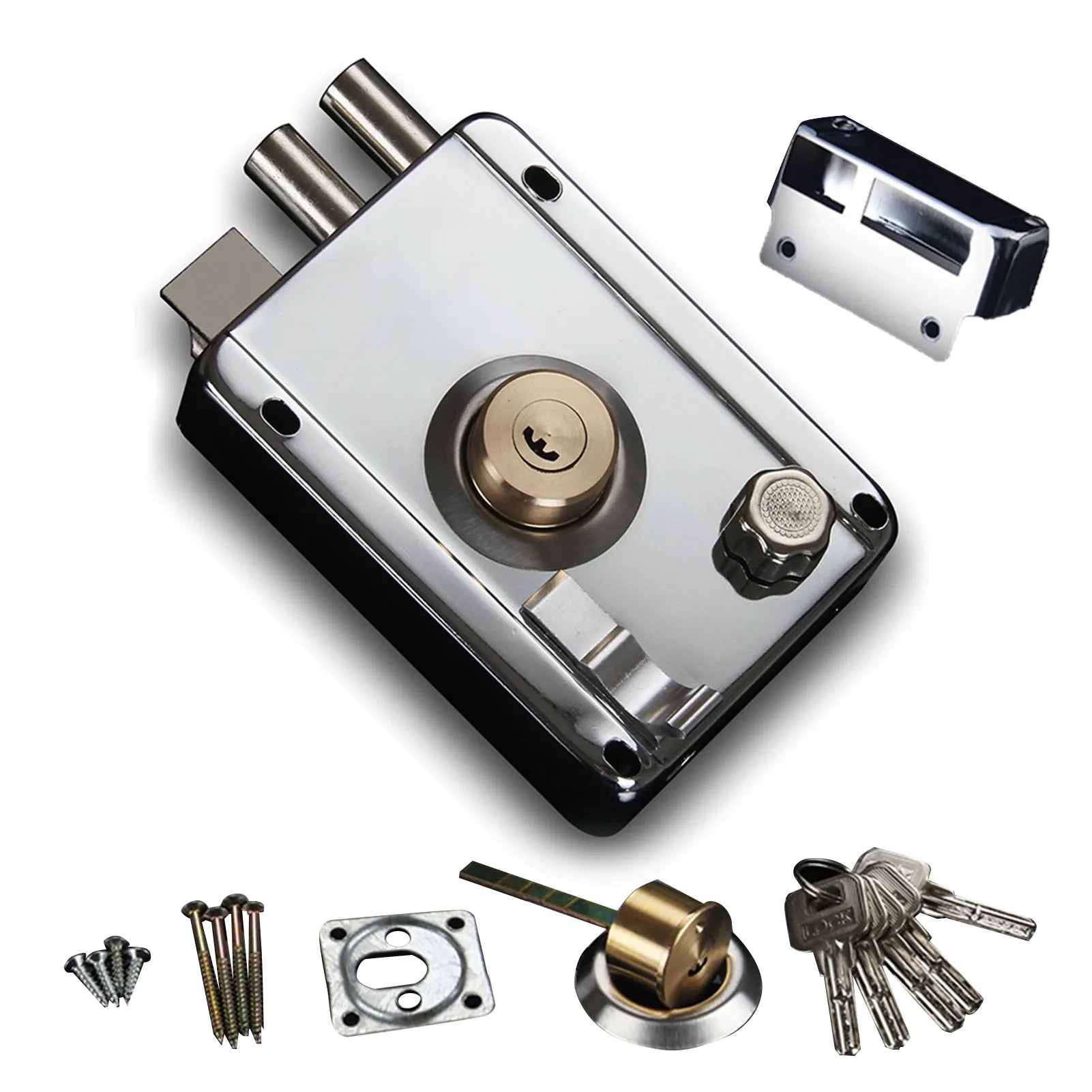 Exterior Gate Lock Stainless Steel Copper Lock Left Open with Security Prevent Theft Old Gate Lock Exterior Gate Lock Peaceful Pleasures Health and Wellness A