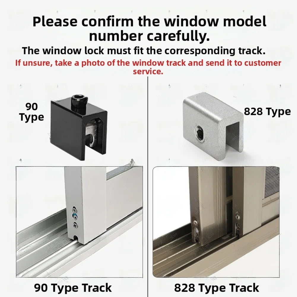 Aluminum Latch Window Track Lock Safety Screw Mounting System Easy